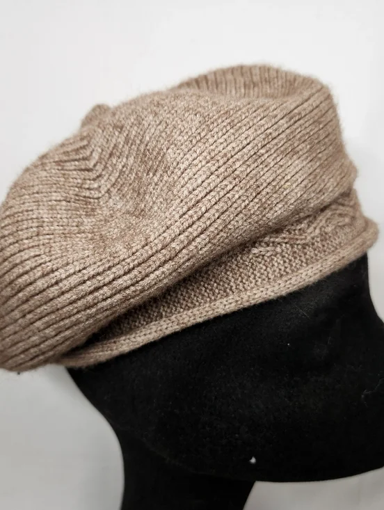 Womens Beret Acrylic Knit French Style Beanie Winter Fashion Warm Thickened Lini - Picture 2 of 7